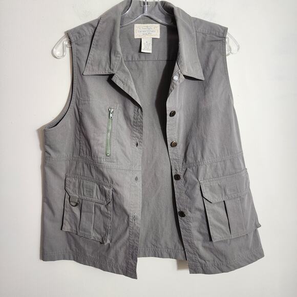 Vintage Cherokee Travel Gear safari button front cargo pocket vest womans size M - Picture 6 of 11